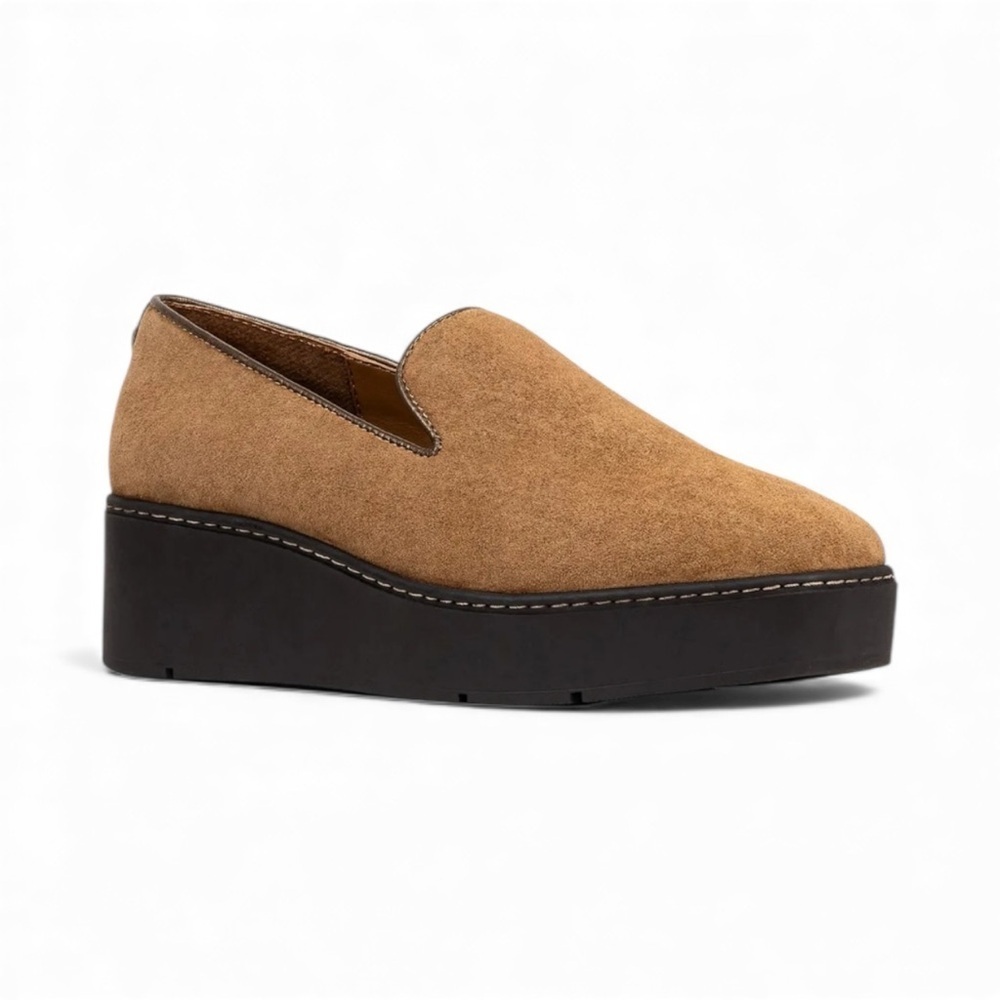 Donald Pliner Witty Wedge Slip-On in Saddle Brown Suede NWOB